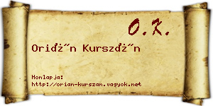 Orián Kurszán névjegykártya