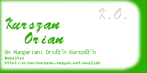 kurszan orian business card
